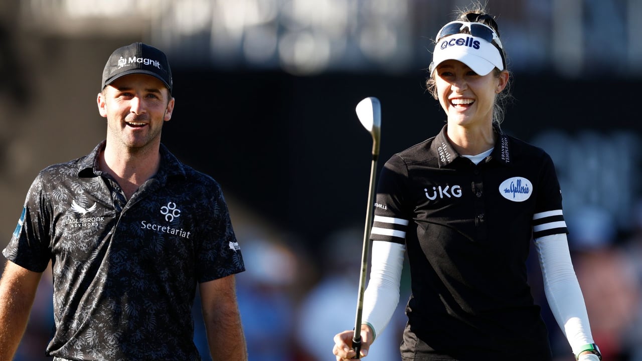 Denny McCarthy and Nelly Korda at the 2022 QBE Shootout. (Photo: Getty)