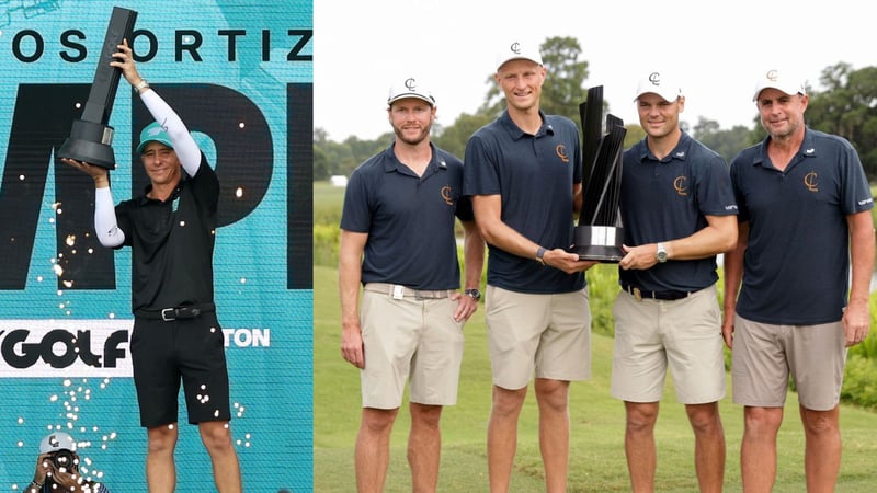 Die Sieger bei LIV Golf Houston: Carlos Ortiz in der Einzel- und Kaymers Cleeks GC in der Teamwertung. (Fotos: Getty)