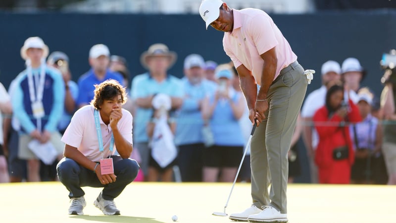 Tiger Woods mit seinem Sohn Charlie bei der US Open 2024. (Foto: Getty)