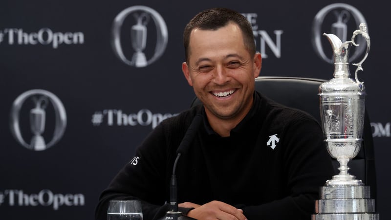 Xander Schauffele auf der Pressekonferenz der British Open 2024. (Foto: Getty)