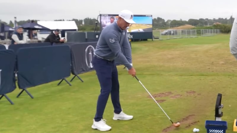 Bryson DeChambeau bekam eine besondere Gelegenheit auf der Driving Range bei der British Open 2024. (Quelle: Youtube@The R&A)