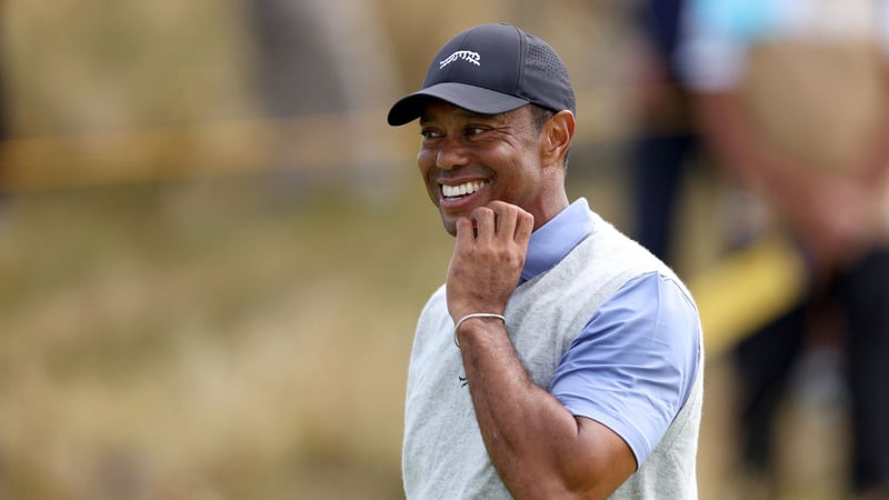 Tiger Woods bei den British Open 2024: Die Golflegende, die einst mit einem Billboard als Ausweis den Sicherheitsdienst überlistete. (Foto: Getty)