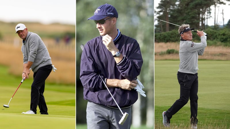 Die Deutschen Alex Cejka, Thomas Gögele und Bernhard Langer auf dem Major der Champions Tour. (Fotos: Getty)