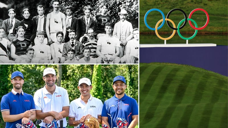 Die olympischen Golf-Teams der USA 1900 und 2024. (Fotos: linke Seite: twitter.com/golfdigest; rechts: Getty)