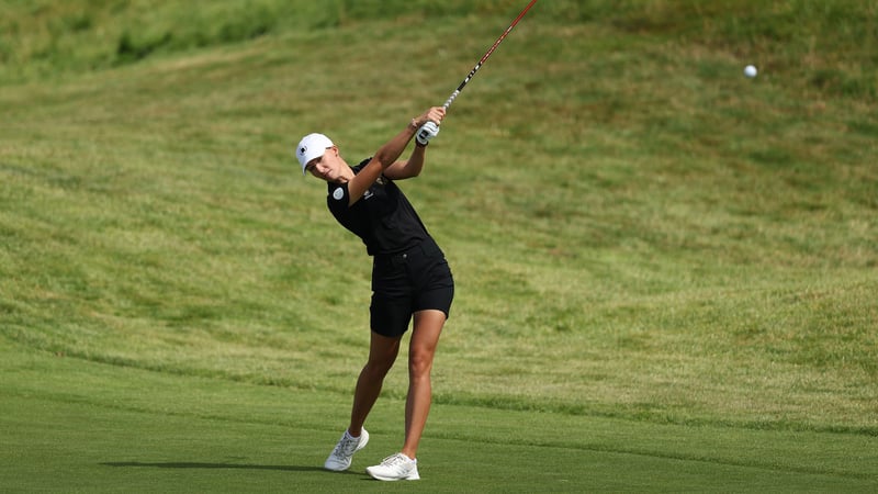 Alexandra Försterling auf der ersten Runde des Damen-Golfturniers bei Olympia 2024. (Foto: Getty)