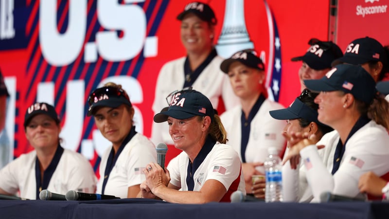 Solheim Cup 2024: Team USA bei der Pressekonferenz nach dem Sieg. (Foto: Getty)