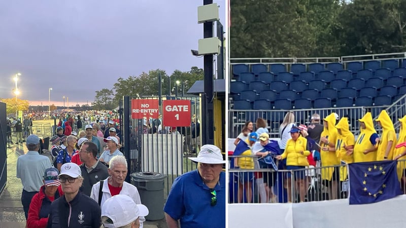 Lange Schlangen und leere Tribünen beim Solheim Cup 2024. (Fotos: X.com/@fried_egg_golf und @lori_schreiner)