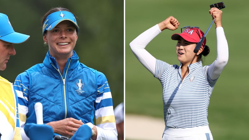 Esther Henseleit spielt in ihrem ersten Solheim Cup-Single-Match gegen die Amerikanerin Andrea Lee. (Foto: Getty)