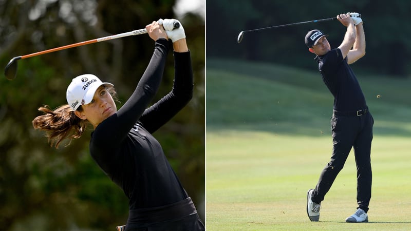 Schweizer Wochenvorschau: Albane Valenzuela mit der LPGA Tour in Südkorea und Joel Girrbach mit der DP World Tour in Spanien. (Fotos: Getty)