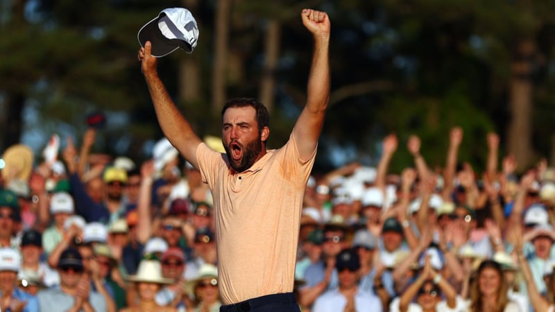 Scottie Scheffler feiert seinen Sieg beim Masters Turnier 2024. (Foto: Getty)