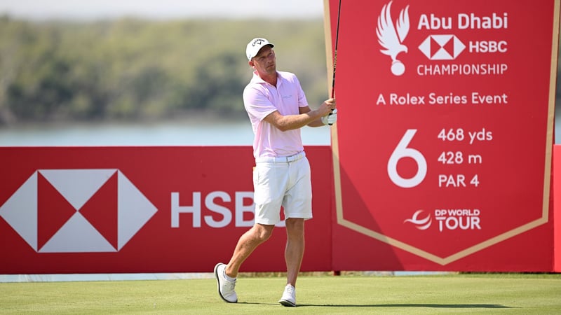 DP World Tour: Marcel Siem am sechsten Tee des Yas Links an Tag 3 der Abu Dhabi Championship 2024 in Abu Dhabi. (Foto: Getty)