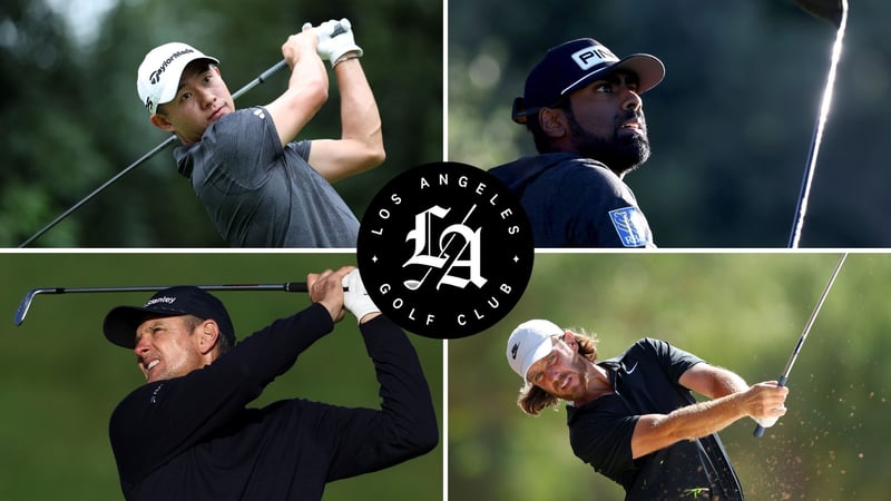 Die Teammitglieder des Los Angeles Golf Club der TGL: Collin Morikawa, Sahith Theegala, Justin Rose und Tommy Fleetwood. (Fotos: Getty)