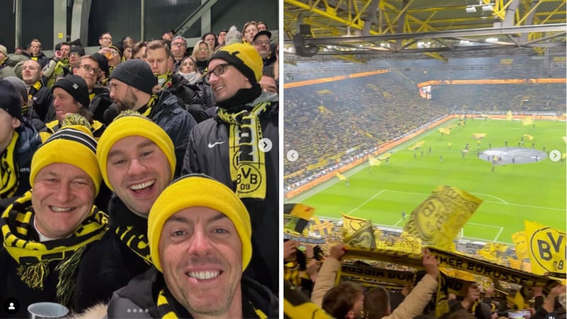 Fußballfan: Rory McIlroy zu Gast bei Borussia Dortmund. (Foto: Instagram.com/@dpworldtour)