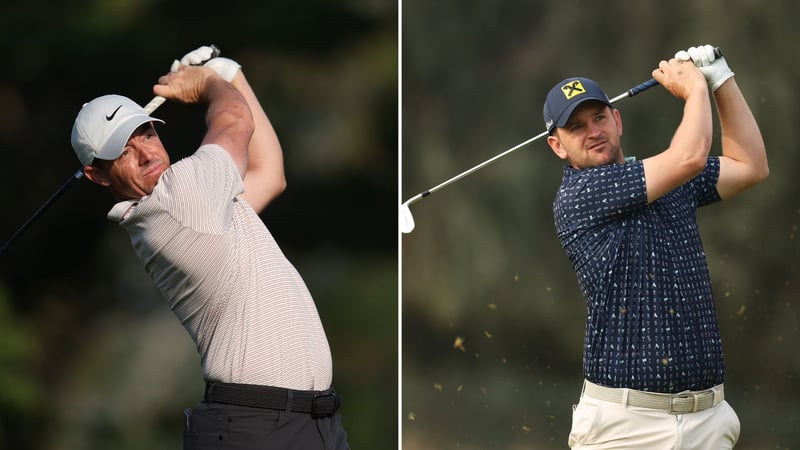 Rory McIlroy und Bernd Wiesberger auf dem Majlis Course auf der DP World Tour. (Foto: Getty)