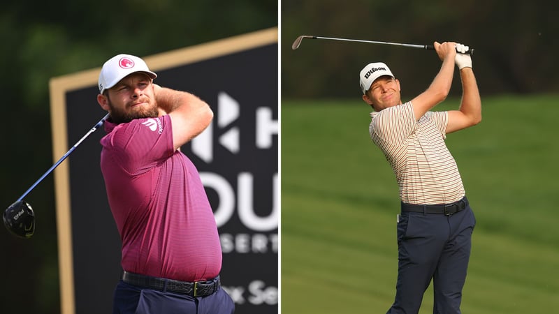 Tyrell Hatton und Alexander Knappe während der dritten Runde im Emirates Golf Club auf der DP World Tour. (Quelle: Getty)