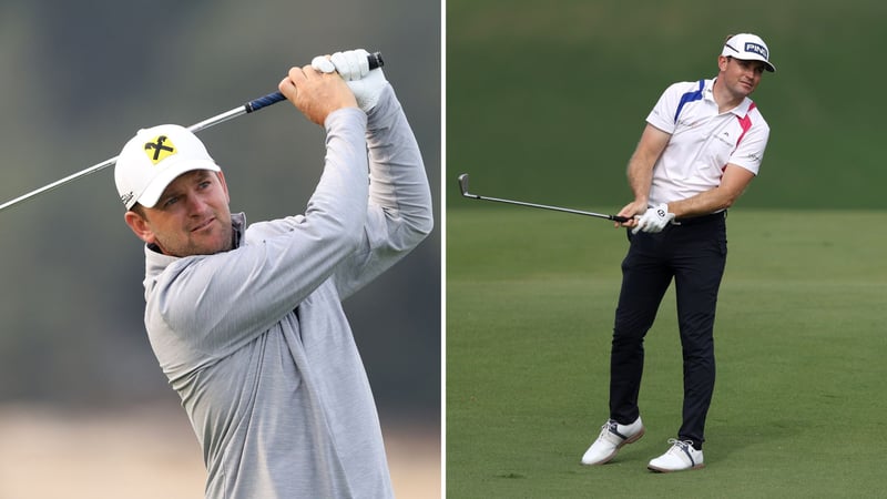 Bernd Wiesberger (li.) und Joel Girrbach auf der ersten Runde der Qatar Masters auf der DP World Tour. (Quelle: Getty)