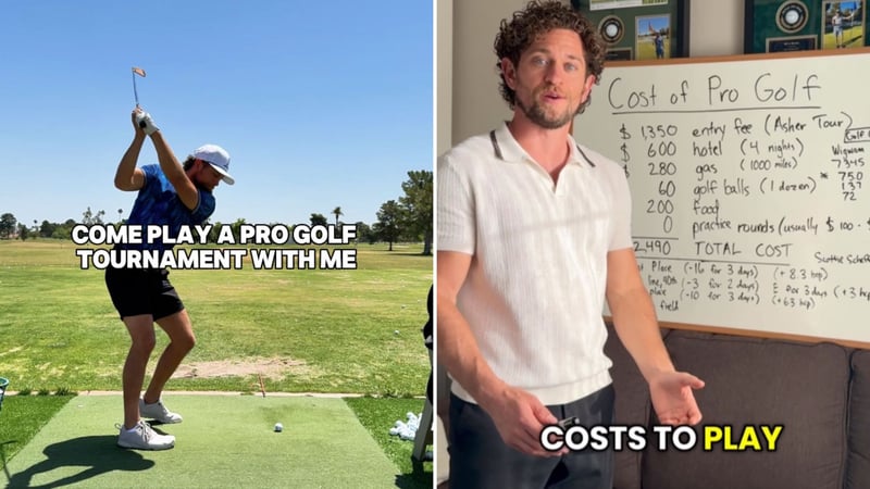 Golfprofi und -Coach Alex Romo rechnet in einem Social-Media-Video die Kosten für Pro-Turniere vor. (Quelle: Instagram@alexromogolf)