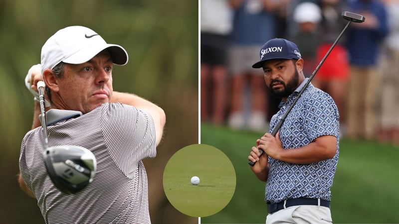 Rory McIlroy und J.J. Spaun werden den Titel der Players Championship 2025 am Montag in einem Playoff ausspielen. (Fotos: Getty)