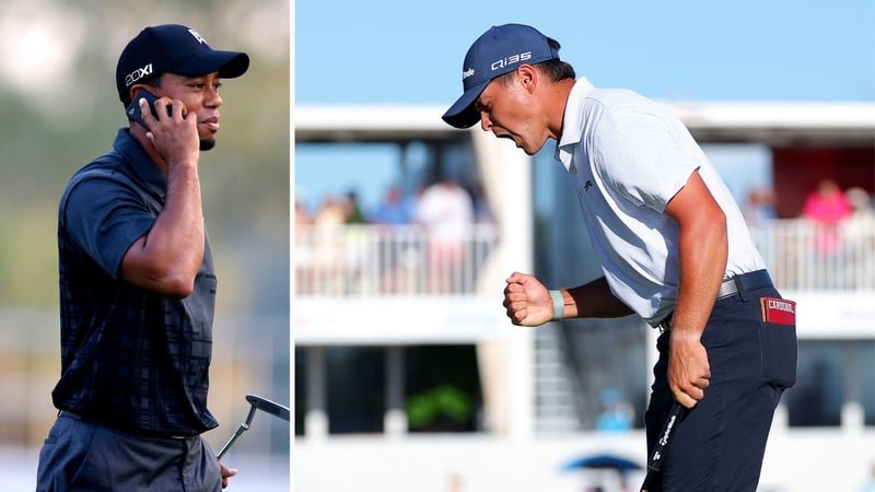 Tiger Woods gratuliert Karl Vilips nach seinem ersten PGA-Tour-Sieg. (Fotos: Getty)