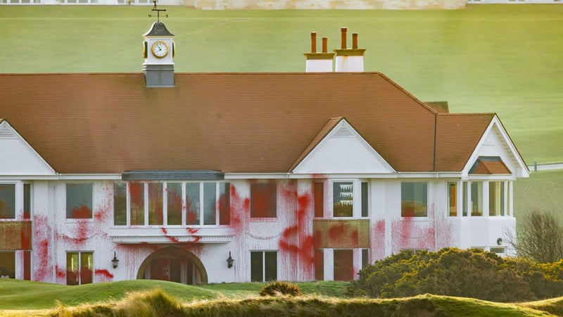 Trump Turnberry wurde zur Bühne politischer Proteste auf historischer Golfanlage. (Foto: X@ Pal_action)