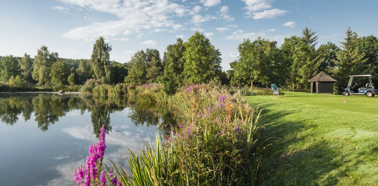 Ein Weier ist sehr schön angelegt, kann dem Golfer aber das Leben schwer machen. (Foto:GC Öschberghof)