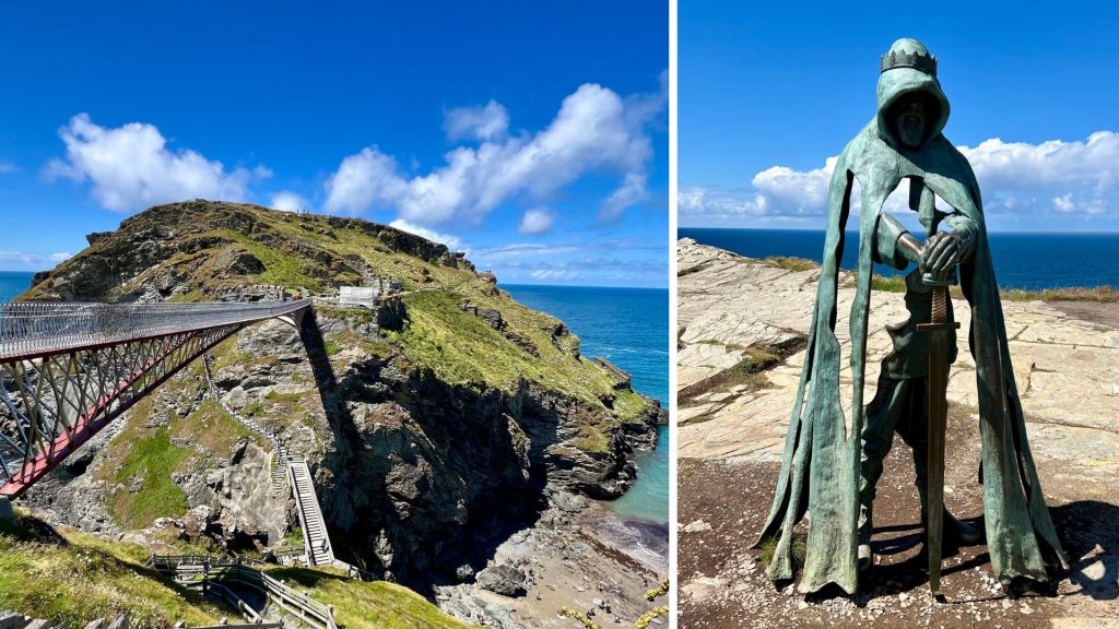 70 m lange Tintagel Bridge und Gallos-Skulptur. (Foto: Jürgen Linnenbürger)