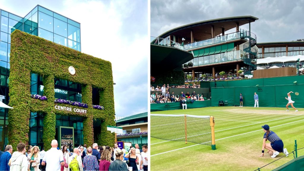 Haupt- und Nebenplatz im Tennis-Mekka Wimbledon. (Fotos: Jürgen Linnenbürger)